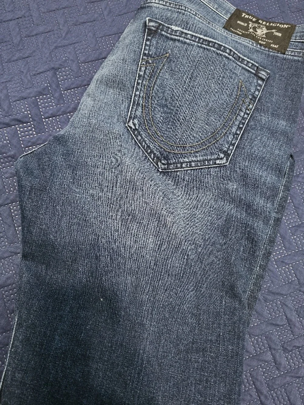 True Religion Men's Straight Jeans in Faded Blue